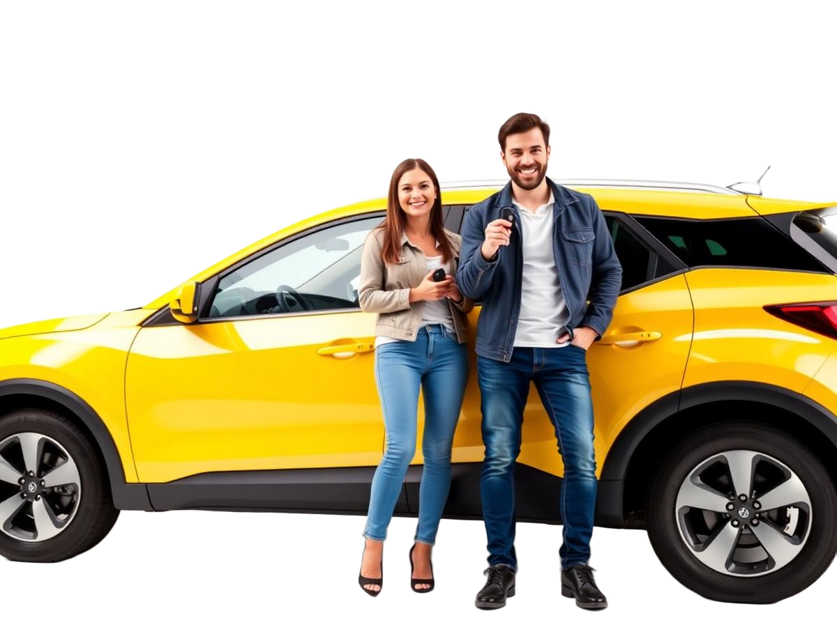 Happy Whoop Cars customers with their new car